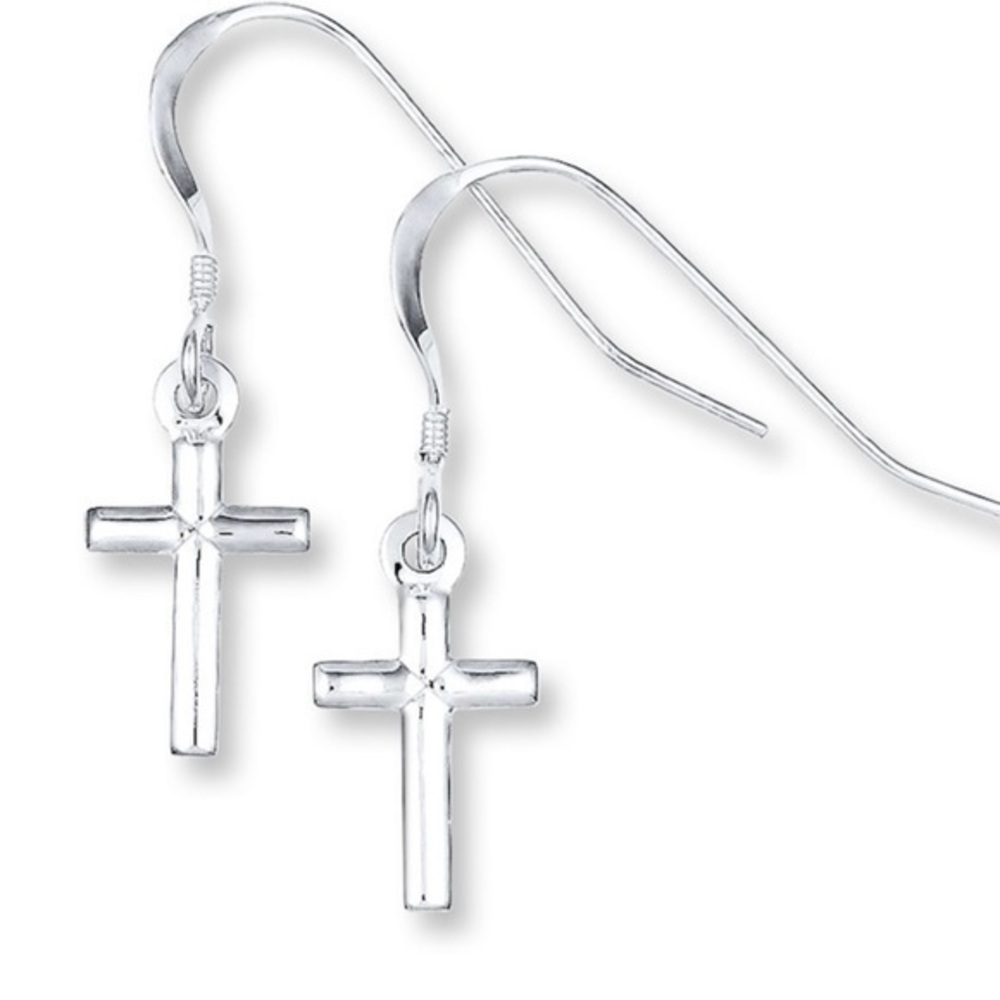100% solid sterling silver 925 stamped Cross Silver Earrings Dangle